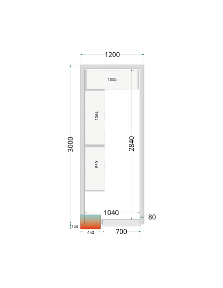 Kylrumspaneler 80 mm - CR 120x300x212 NF