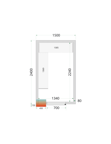 Kylrumspaneler 80 mm - CR 150x240x212 NF