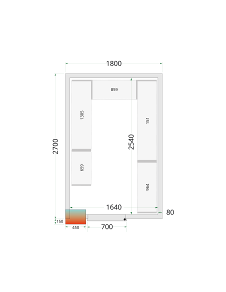 Kylrumspaneler 80 mm - CR 180x270x212 NF