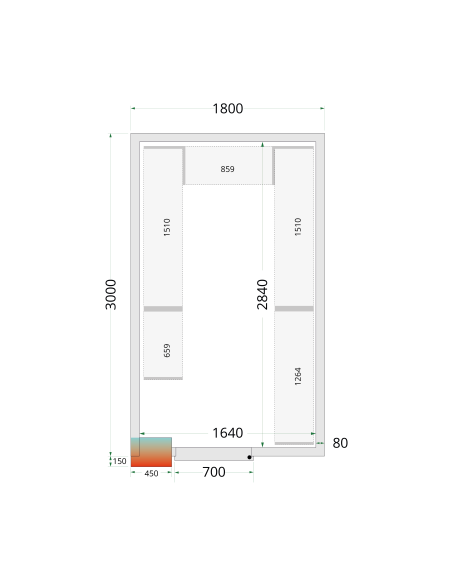 Kylrumspaneler 80 mm - CR 180x300x212 NF