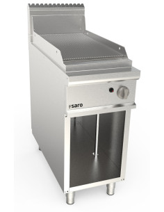 Gasgrillplatta 400 mm bred fristående enhet rillad modell LQ / FTG2BAR