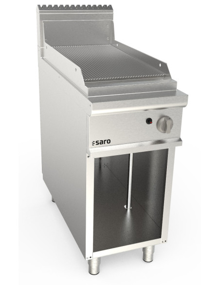 Gasgrillplatta 400 mm bred fristående enhet rillad modell LQ / FTG2BAR
