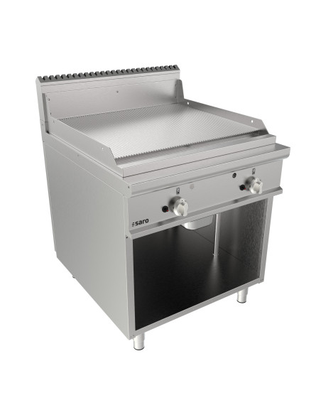 Gasgrillplatta 800 mm bred, fristående, räfflad, modell LQ / FTG4BAR