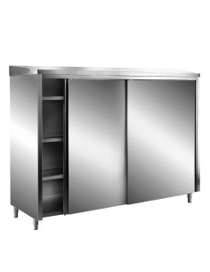 Förvaringsskåp i rostfritt stål med skjutdörrar AISI 430, sluttande tak, 2000x700 mm