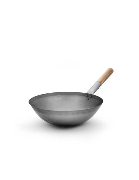 WOK Chinese D36cm, 1mm carbon stål, trä htg