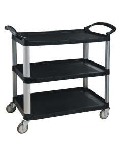 Multiduty service cart, full open, black PP