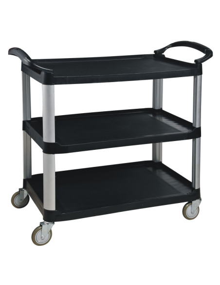 Multiduty service cart, full open, black PP